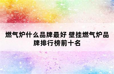 燃气炉什么品牌最好 壁挂燃气炉品牌排行榜前十名